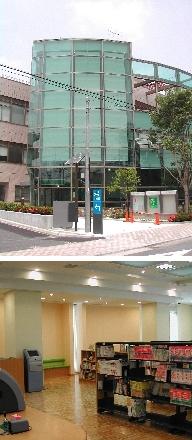 図書館の外観と館内の写真